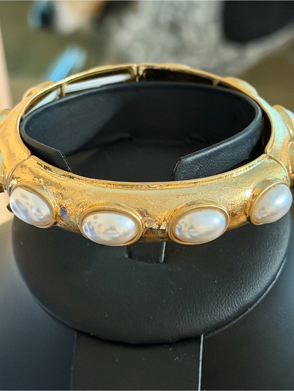 Gold Pearl Accent Cuff Bracelet - Women Jewelry